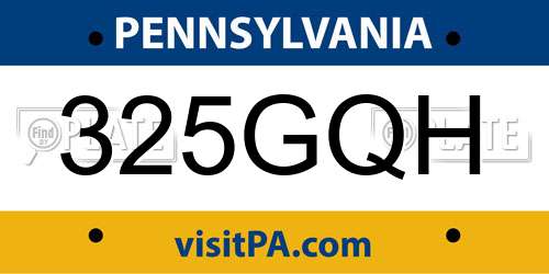 325GQH Pennsylvania License Plate