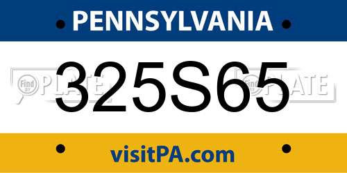 325S65 Pennsylvania License Plate