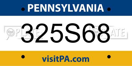 325S68 Pennsylvania License Plate