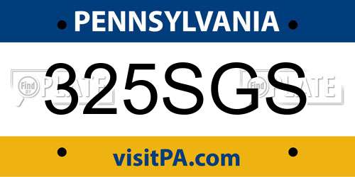 325SGS Pennsylvania License Plate
