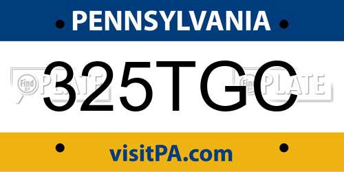 325TGC Pennsylvania License Plate