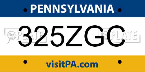 325ZGC Pennsylvania License Plate