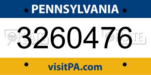 3260476 Pennsylvania License Plate