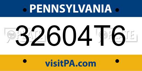 32604T6 Pennsylvania License Plate