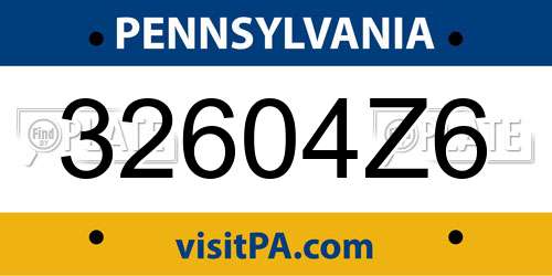 32604Z6 Pennsylvania License Plate