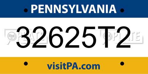 32625T2 Pennsylvania License Plate