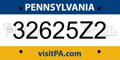 32625Z2 Pennsylvania License Plate