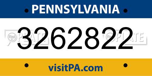 3262822 Pennsylvania License Plate