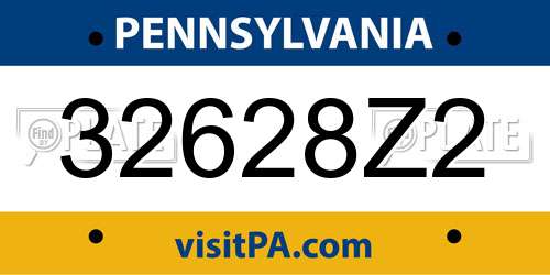 32628Z2 Pennsylvania License Plate