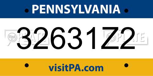 32631Z2 Pennsylvania License Plate