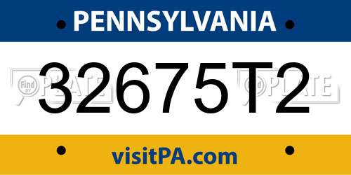 32675T2 Pennsylvania License Plate