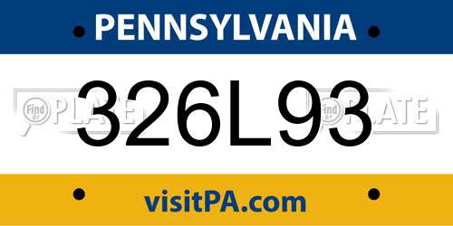 326L93 Pennsylvania License Plate