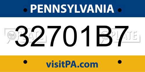 32701B7 Pennsylvania License Plate