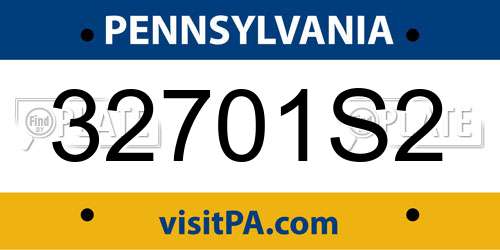 32701S2 Pennsylvania License Plate