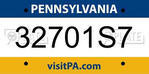 32701S7 Pennsylvania License Plate