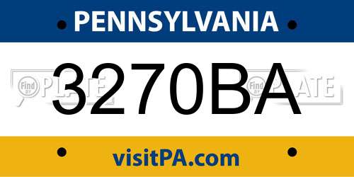 3270BA Pennsylvania License Plate