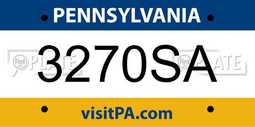 3270SA Pennsylvania License Plate