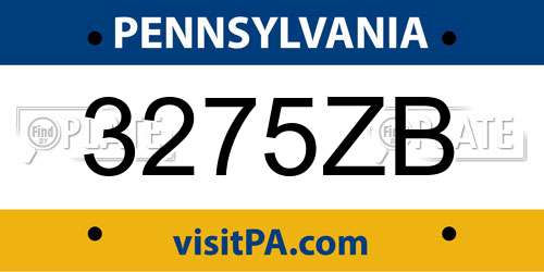 3275ZB Pennsylvania License Plate