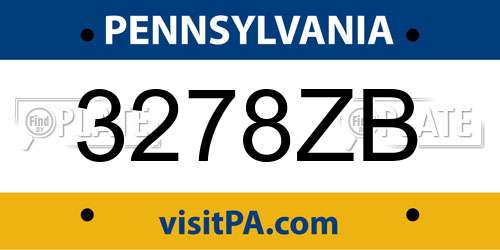 3278ZB Pennsylvania License Plate