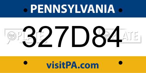 327D84 Pennsylvania License Plate
