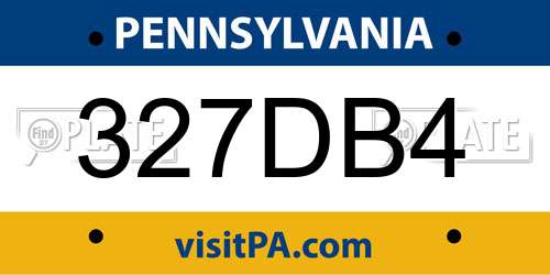 327DB4 Pennsylvania License Plate