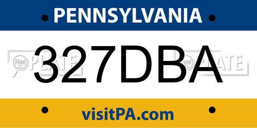327DBA Pennsylvania License Plate