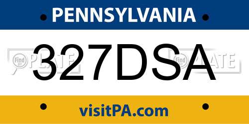 327DSA Pennsylvania License Plate
