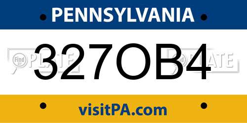 327OB4 Pennsylvania License Plate