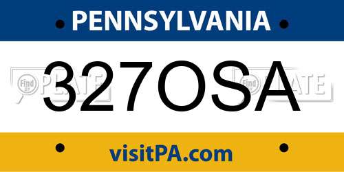 327OSA Pennsylvania License Plate