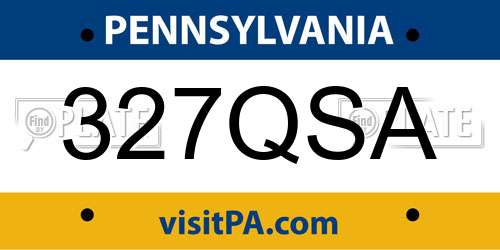 327QSA Pennsylvania License Plate