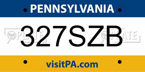 327SZB Pennsylvania License Plate