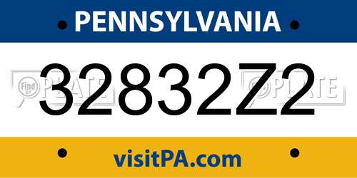 32832Z2 Pennsylvania License Plate
