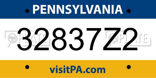 32837Z2 Pennsylvania License Plate