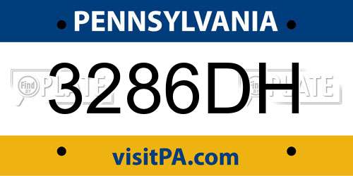 3286DH Pennsylvania License Plate