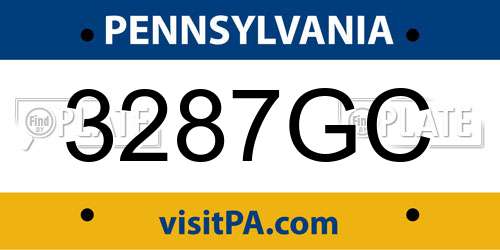 3287GC Pennsylvania License Plate