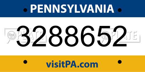 3288652 Pennsylvania License Plate
