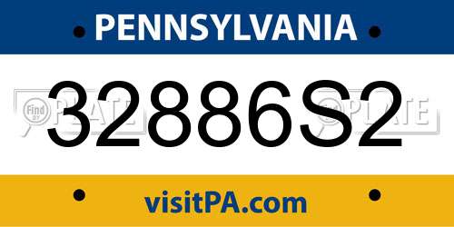 32886S2 Pennsylvania License Plate