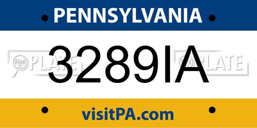 3289IA Pennsylvania License Plate