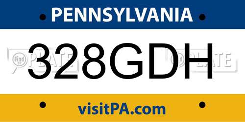 328GDH Pennsylvania License Plate