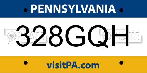 328GQH Pennsylvania License Plate
