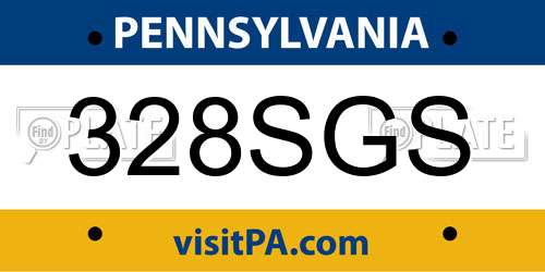 328SGS Pennsylvania License Plate