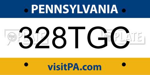 328TGC Pennsylvania License Plate