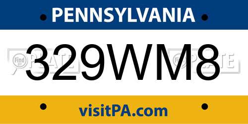 329WM8 Pennsylvania License Plate