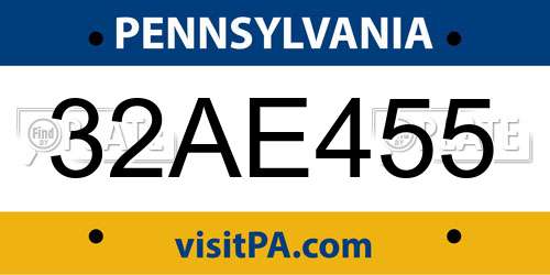 32AE455 Pennsylvania License Plate