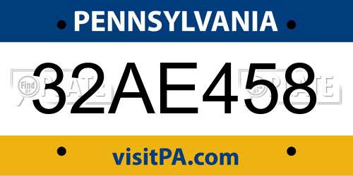 32AE458 Pennsylvania License Plate