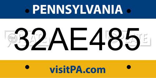 32AE485 Pennsylvania License Plate