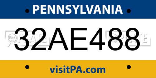 32AE488 Pennsylvania License Plate
