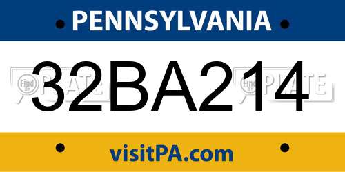 32BA214 Pennsylvania License Plate