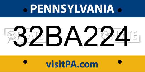 32BA224 Pennsylvania License Plate