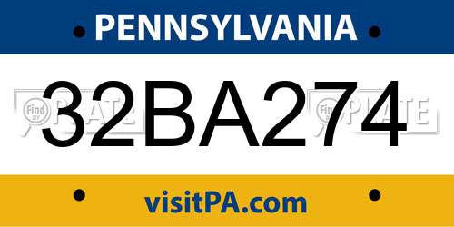 32BA274 Pennsylvania License Plate